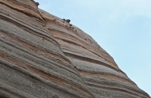 Sedimentary rock layers showing  volcanic tuff and rhyolite.