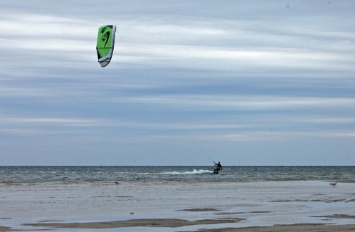 Kite surfer at Laguna Madre Bay, South Padre Island, Texas.