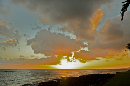 Sunset, Kuhio Shores, Kauai, Hawaii